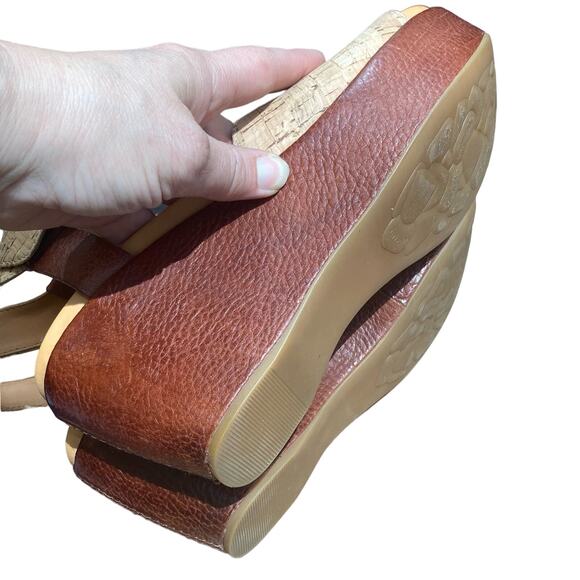 Kork-ease platform wedge sandals size 8 NEW open toe Mary Jane cork brown tan - Picture 9 of 12